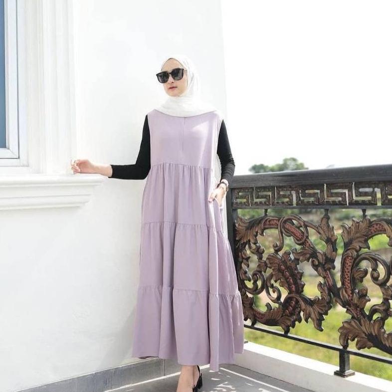 Berkualitas Inner Longdress Singlet Rempel Susun Premium / Inner Singlet Susun Termurah / Dalaman Ga