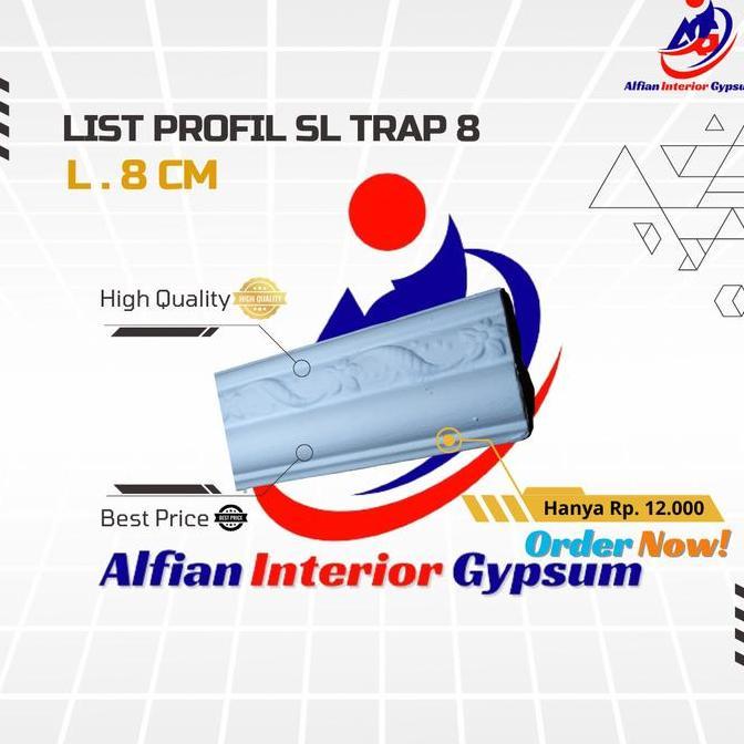List Profil Gypsum Biding SL Kembang Lebar 8 cm Plafon Minimalis