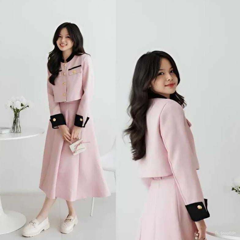 Murah Setelan Blazer Remaja Baju Dan Rok Model Korea Set Wanita One Set Polos Tebaru Elora