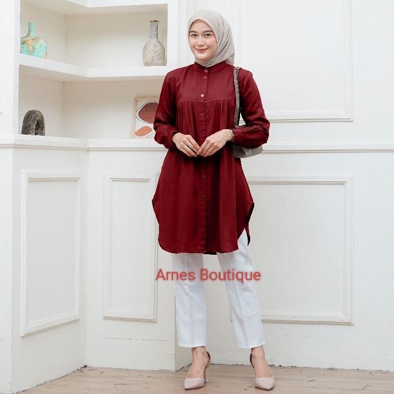 Premium Baju Putih Atasan Wanita Tunic Rayon Twill Polos Busui Friendly Tunik Kerja Kuliah Basic