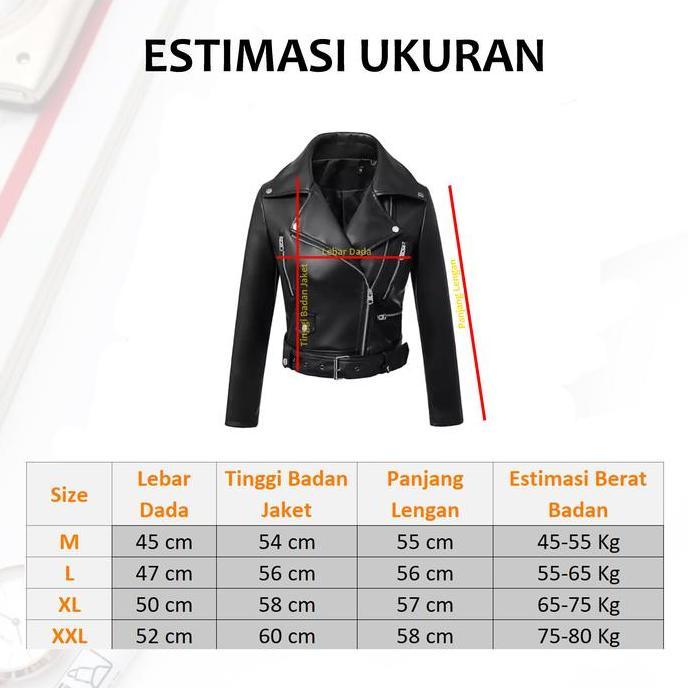Delaris Jaket Kulit sintetis Wanita Ramones Hitam