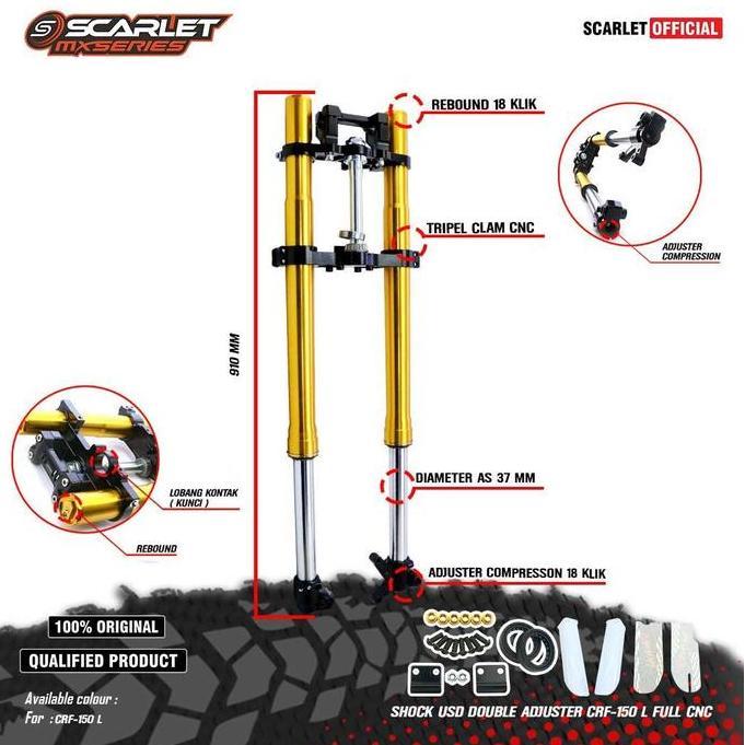 Scarlet Racing - Shock USD Motorcycle Double Adjuster CRF 150 Full CNC