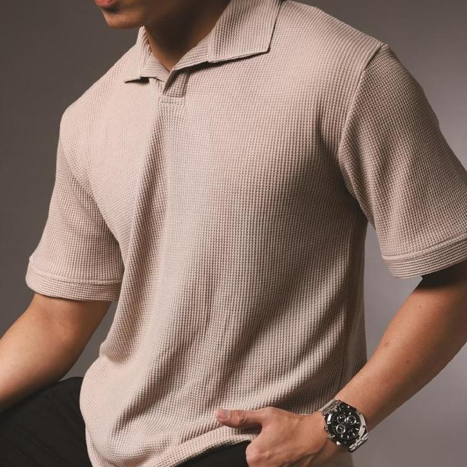 YORKIE Polo Shirt Waffles Khaki | Kaos Polo Pria Warna Khaki