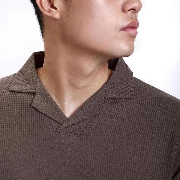 Flem Kaos Pria Polo Knit Waffle Premium Super Soft Kain Katun Tebal