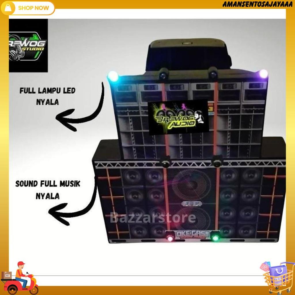 Ukuran Besar - Mainan Mobil L300+Miniatur Sound Horeg, Mainan Mobil L300 Full Musik Dan Lampu, Mobil