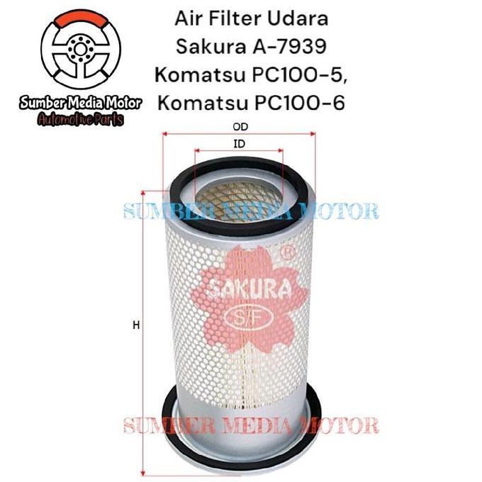 Sakura Air Filter Udara A-7939 Komatsu Pc100-5, Komatsu Pc100-6 Restock