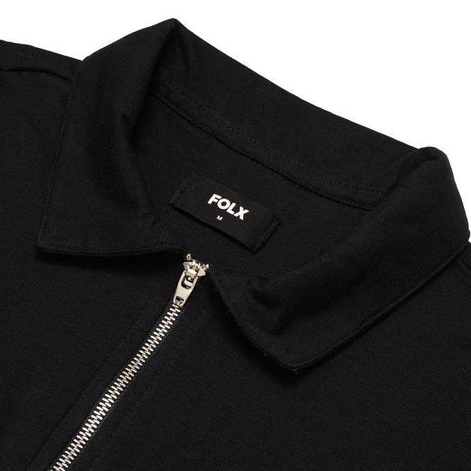 FOLX Half Zipper Elastic Cotton Polo Shirt