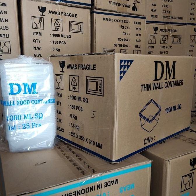 Thinwall Square 1000 Ml Sq - 1000Ml Sq Persegi - 150 Pcs