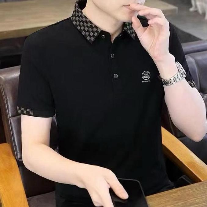 Small Ches Baju Distro Dewasa ll Kaos Katun kerah kotak catur polos Pria Dewasa