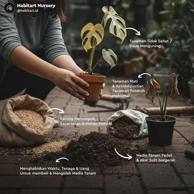 Habitart Fermented Media Plus 9L - Media Tanam Fermentasi Aroid Siap Pakai | Metan Steril Porous Mon