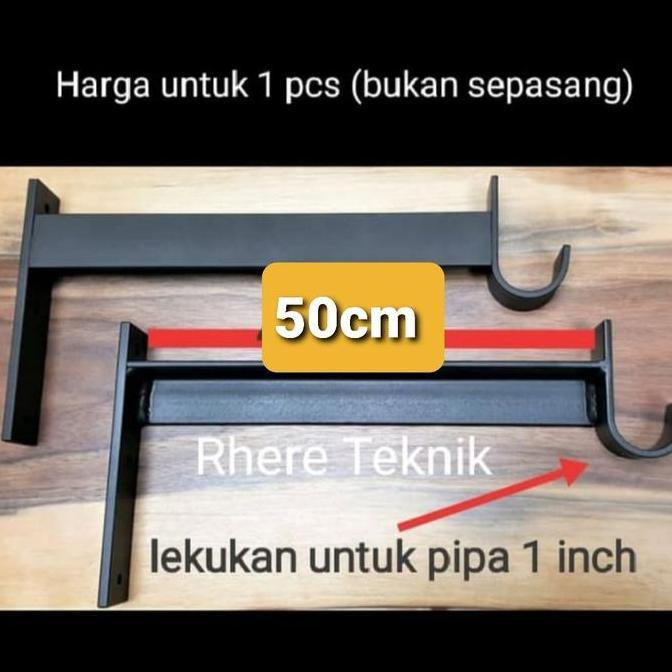 rak siku L besi ambalan gantungan baju gantungam sangkar burung 50cm
