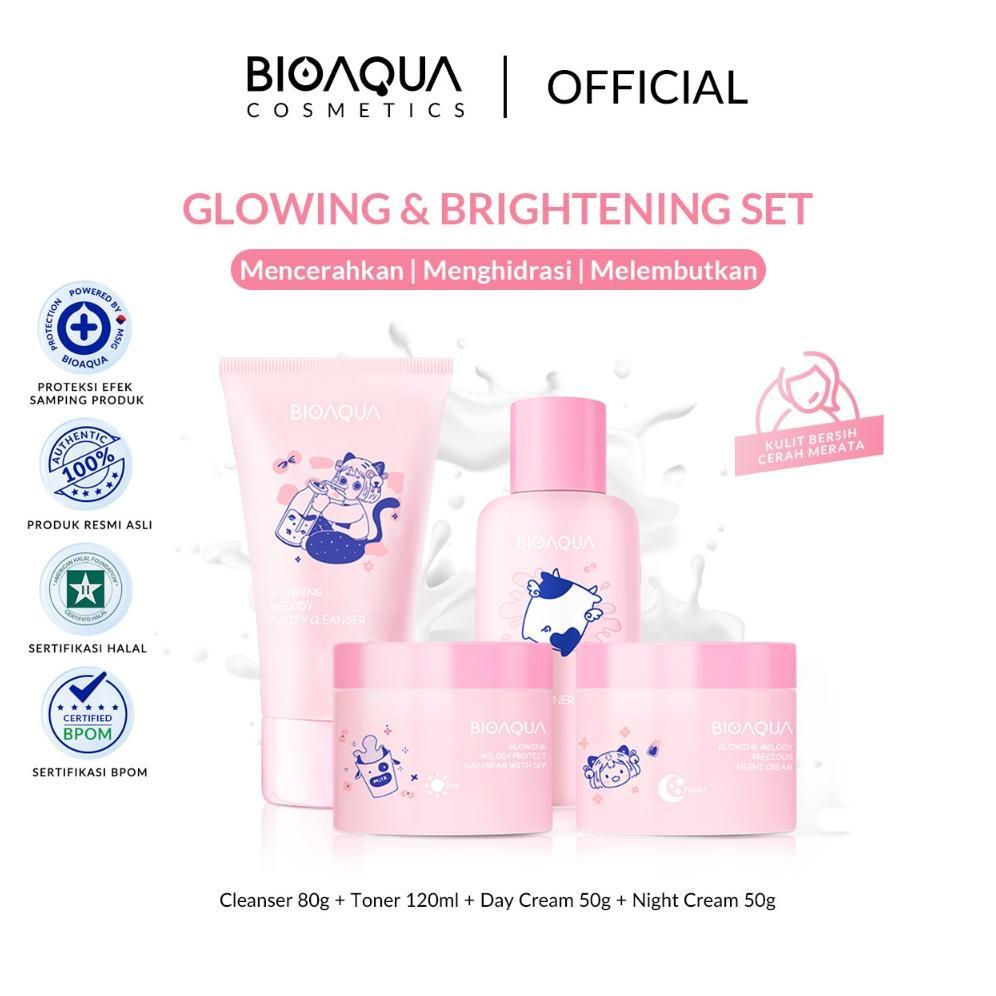 Bioaqua Cosmetics Skincare 1 Set Lengkap 4pcs Skincare Anak 12 Tahun Milk Niacinamide Glowing & Brig