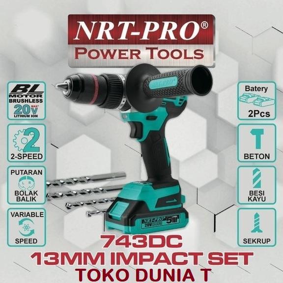 NRT PRO BOR BATERAI CORDLESS BRUSHLESS NRT-PRO 743DC / 743 DC original