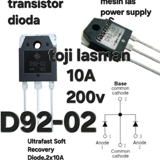 D92-02 ULTRAFAST SOFT RECOVERY DIODE DIODA 2X10A DIODA PEMULIHAN LUNAK ULTRA CEPAT, 2 X 10A DIODA TR