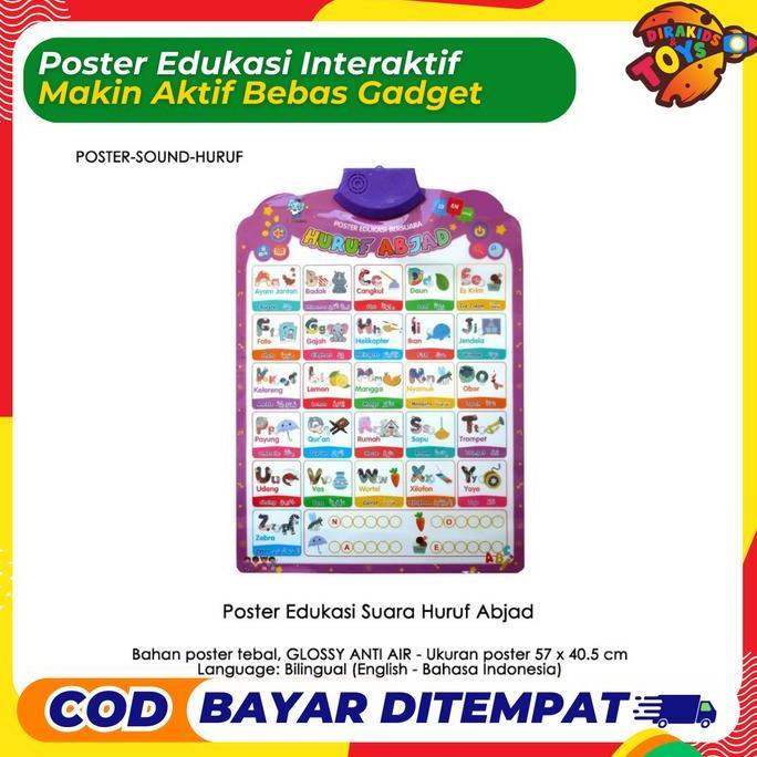 Dirakids Poster Edukasi Suara Best Seller 2024 / Huruf / Angka / Buah / Hewan , Versi Terbaru 3 Baha