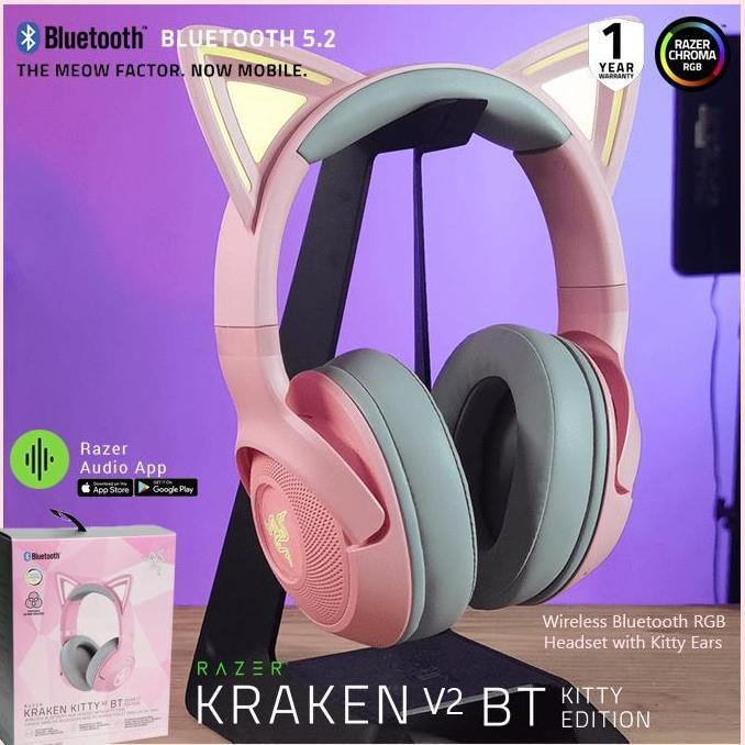 NEW RAZER KRAKEN BT KITTY EDITION - WIRELESS BLUETOOTH HEADSET ORI