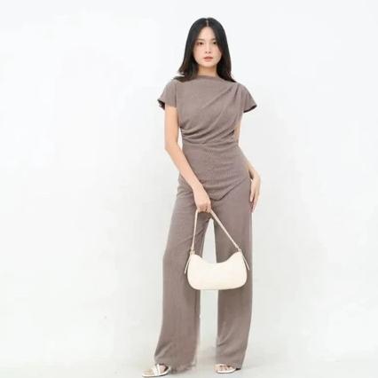 Original Ruby One Set / Setelan Kulot Wanita Baju Muslim Bahan Knit