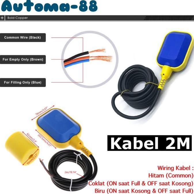 AMC OTOMATIS POMPA CELUP 2M FLOAT SWITCH RADAR PELAMPUNG TANDON TANGKI AIR