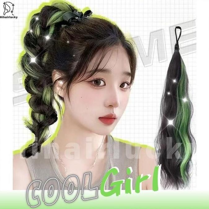 HIL-0183 Rambut palsu ekor kuda merah berwarna Kunciran jepit Rambut Palsu  wig perempuan panjang Wi