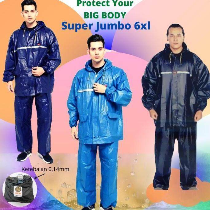 Jas Hujan Tiger Head Sumo 275 Setelan Jaket Celana Size Jumbo Big Size 6XL Mantel Mantol Raincoat