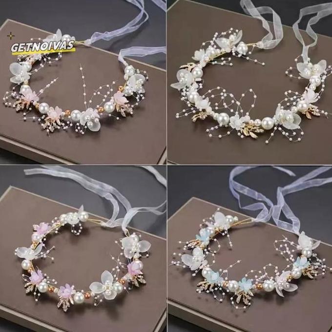 Bando Anak Dan Dewasa Bunga Mutiara Princess Korean Style Cantik Bando Mahkota Bunga