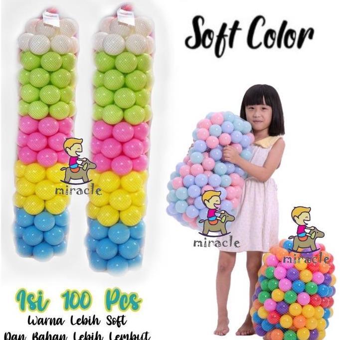 Mandi Bola Warna PASTEL isi 100 pcs SNI - mandi bola warna - mandi bola pastel - Lebih Soft Toys