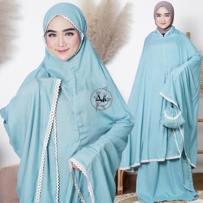 Mukena Dewasa 2in1 Travel Variasi Renda Mukena Rayon 2in1 Travelling Mukena Resleting Dagu Rukuh Muk