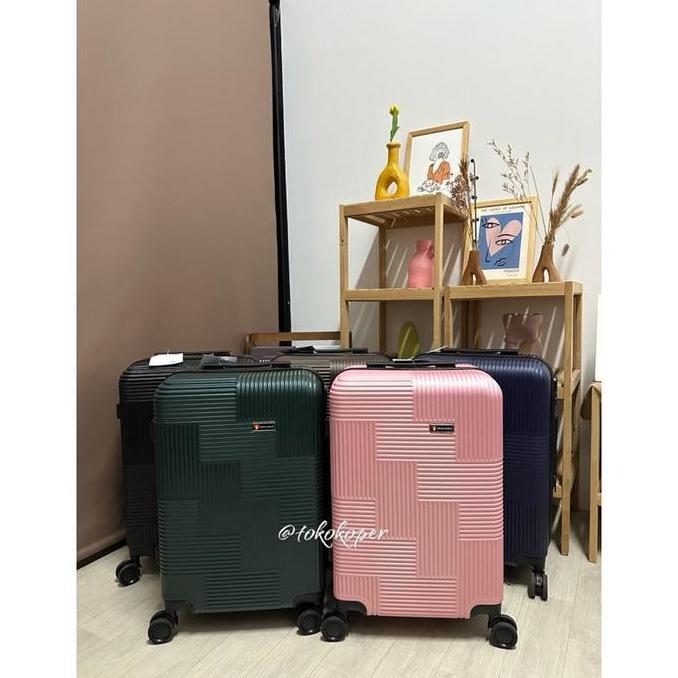 Grosir Koper Swiss Polo 22 Inch Bahan Abs 100% Roda Double Kunci Kombinasi 3 Angka Roda Berputar 360