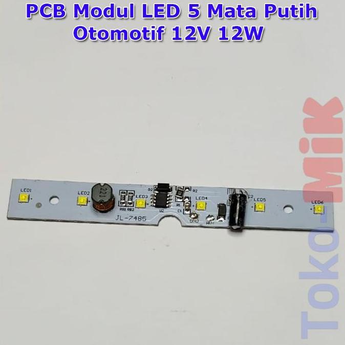 Modul Led Putih 12W 12V 5 Mata Led Hpl 6000K Pcb Alunium Otomotif