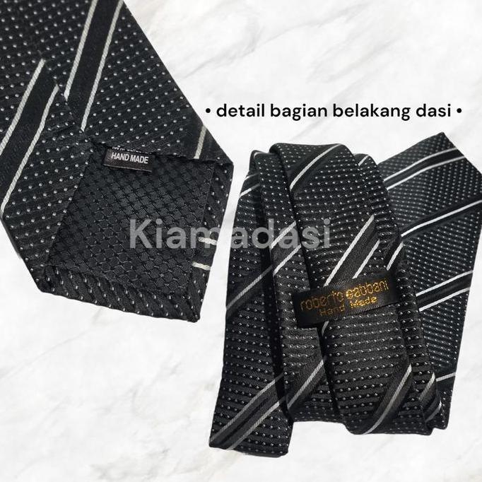 Dasi Pria Panjang HItam Motif Formal Ikat Manual