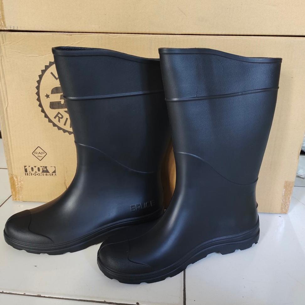 Sepatu Boots Hujan merk BRUCE BOOTS untuk Pria Wanita bahan Karet Anti Air Anti Slip Super Ringan