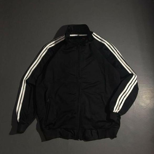 Exclusive Jaket Tracktop Casual Pria Wanita Black Strip - Jaket Tracktop Polos