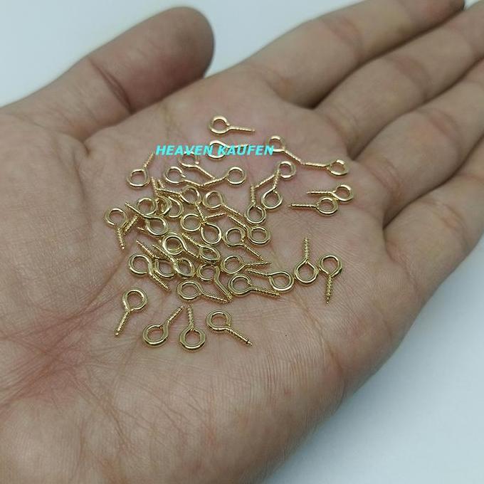 Sekrup Paku Ulir Gantungan Kunci Craft DIY Kecil Panjang 1 cm Gold Muda Atau Emas Muda Harga Per Pac