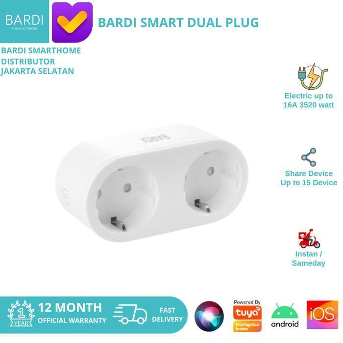 New Bardi Dual Smart Plug Wifi Wireless Colokan - Iot Smart Home Dual Plug