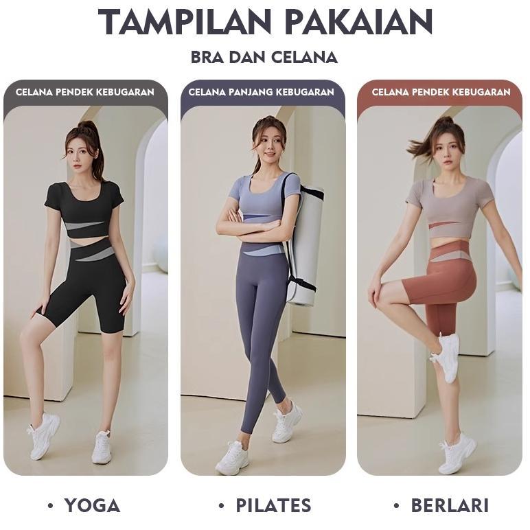 TERBARU Setelan Baju Olahraga Wanita (Kaos Bra + Legging Panjang) YF055