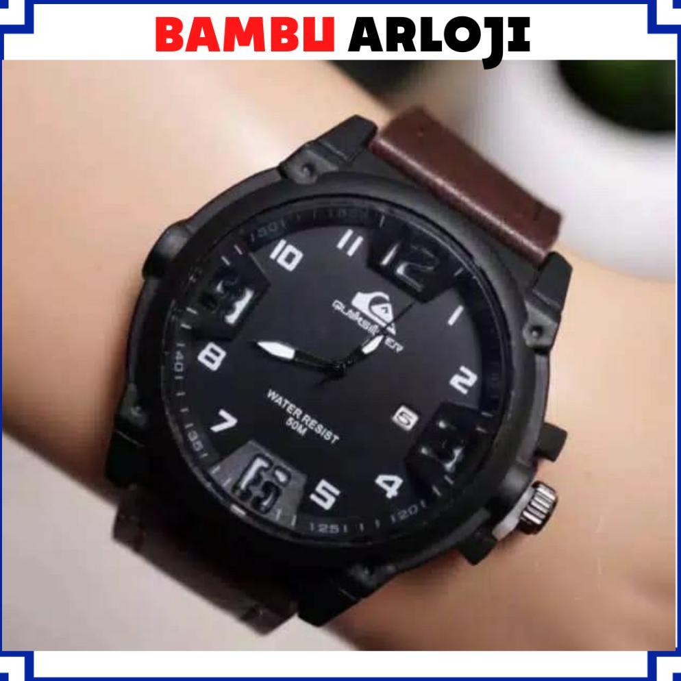 ORIGINAL BAJ JAM TANGAN PRIA SPORT KULIT QUICKSILVER SURF TANGGAL HARI PREMIUM MURAH GROSIR QS022