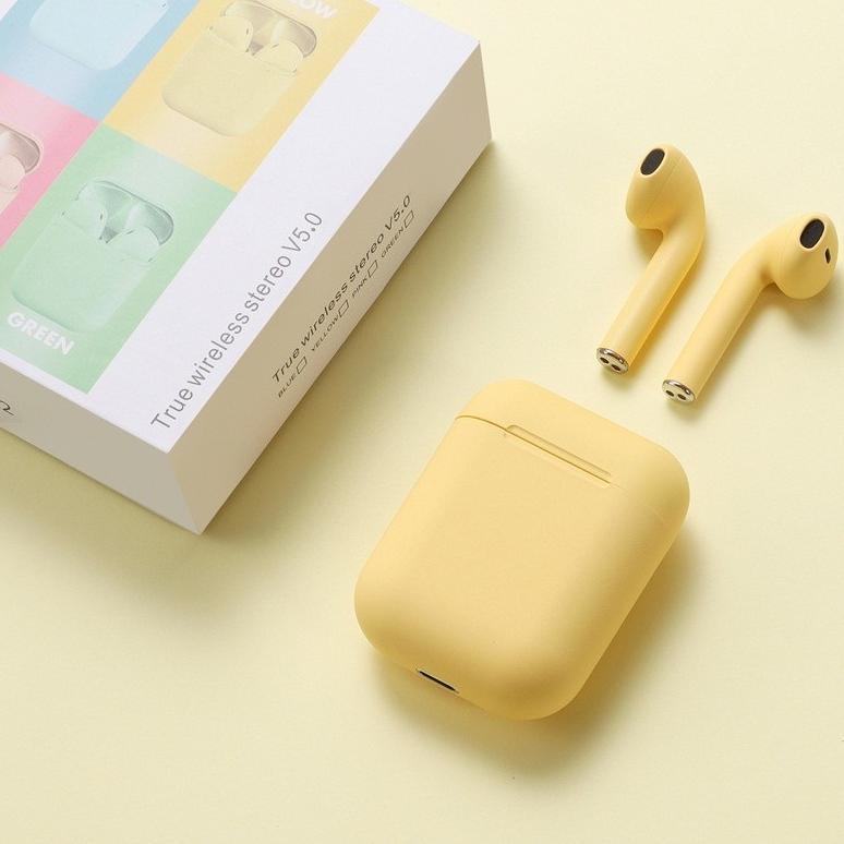new bisa cod original i12 tws murah wireless headset bluetooth earphones full bass 5.0 macaron nirka