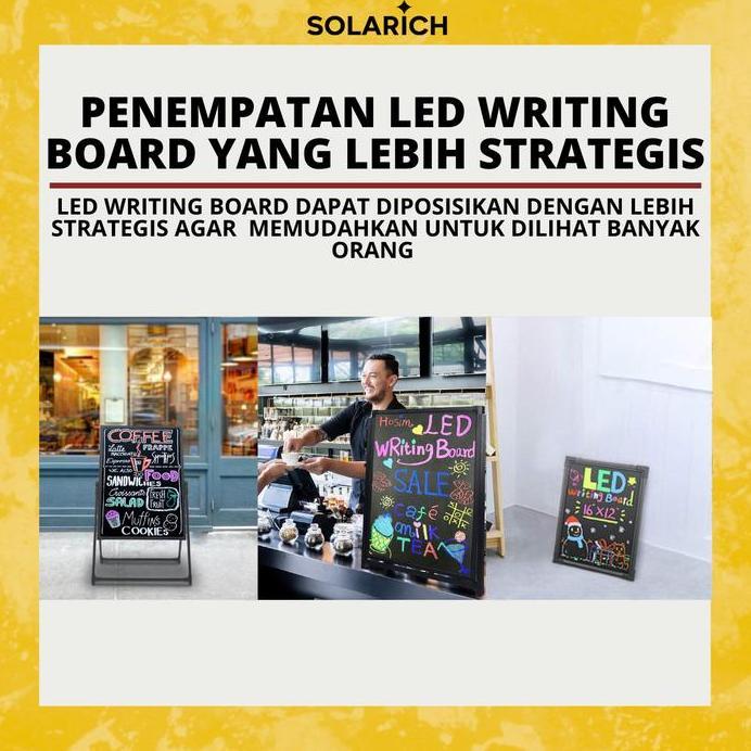 LED Standing Board Glass - Papan Tulis LED Dengan Efek Neon Dapat Dihapus & Tulis Ulang (Cocok Untuk