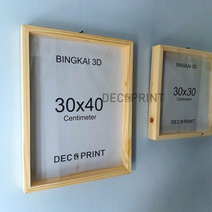 SidsWood [3DA3] Bingkai 3D Kayu & Akrilik Ukuran A3 (30x40 cm) Frame Kotak Mahar Jati Belanda Unik