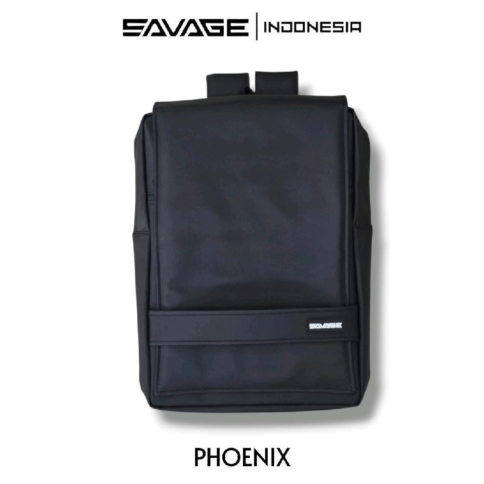 NEW SAVAGE PHOENIX Ransel Backpack Laptop Super Slim Pria Wanita Sekolah Kerja Kuliah Hitam