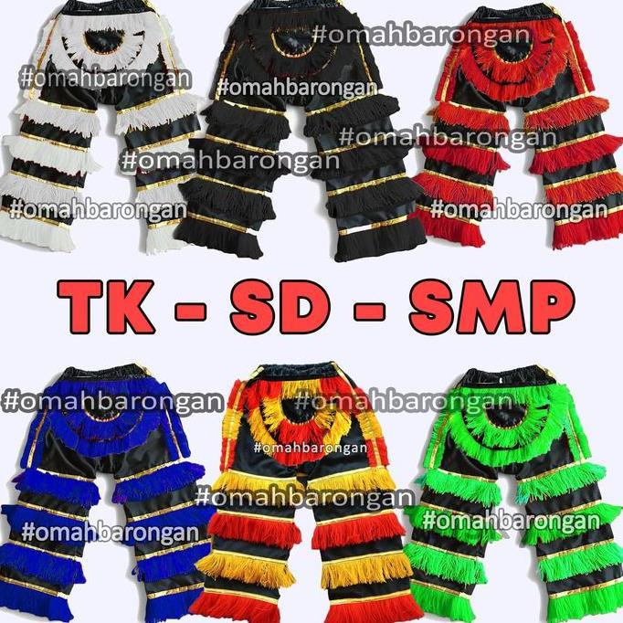 Celana Barongan Anak SD SMP Warna Merah Hijau Biru Hitam Putih