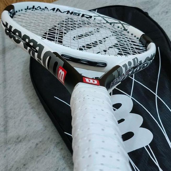 Raket Tenis Wilson Hammer Carbon Bla Putih Siap Pakai Ada Tas