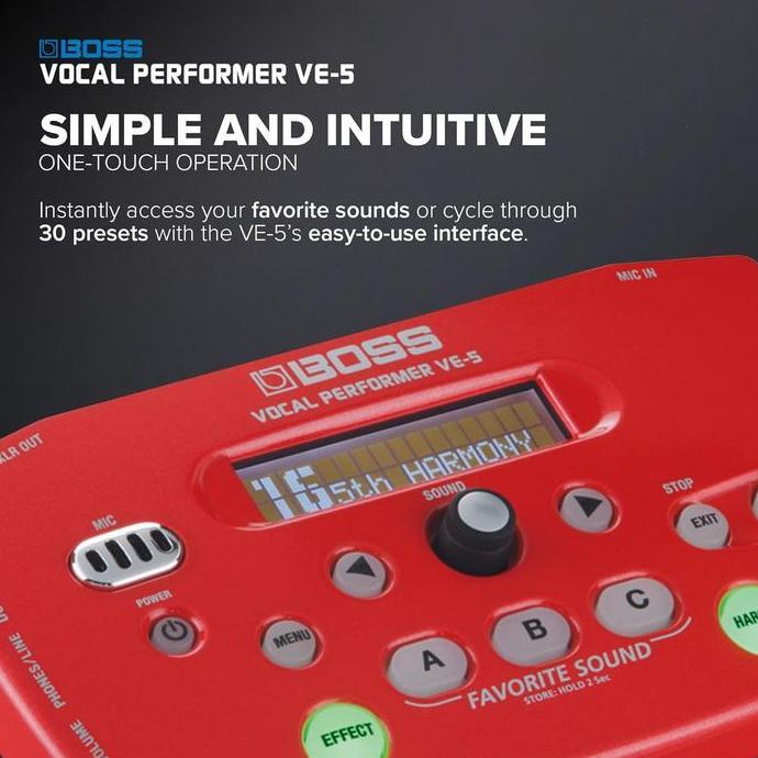 BOSS VE-5 Vocal Performer VE-5-WH Efek Vokal dengan 6 Tipe Efek Berkualitas Tinggi Reverb Delay Doub