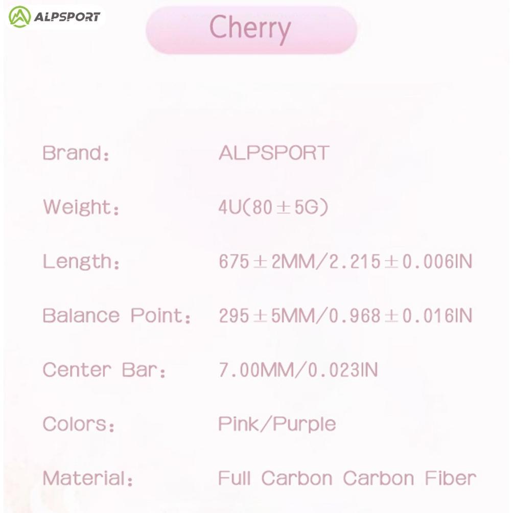 Promo Terbaru Alpsport New Cherry Badminton Racket 100% Serat Karbon Penuh Desain Asli Model Dewi De