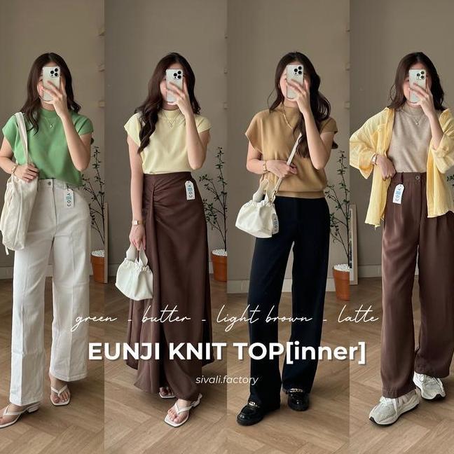 Sivali Eunji Knit Top Baju Wanita Vest Turtlene Rajut Tanpa Lengan Inner Hijab Atasan Wanita Rompi P