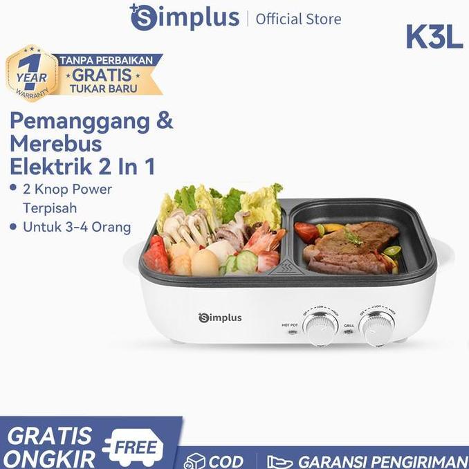 lutfi_andina25 - super dealssimplus panci & pemanggang elektrik multifungsi wajan 2 dalam 1 bbq gril