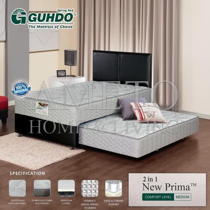 Guhdo Spring bed 2in1 New Prima 90 100 120 140 160 180x200 HB Atlantic Full set - Kasur Spring Bed