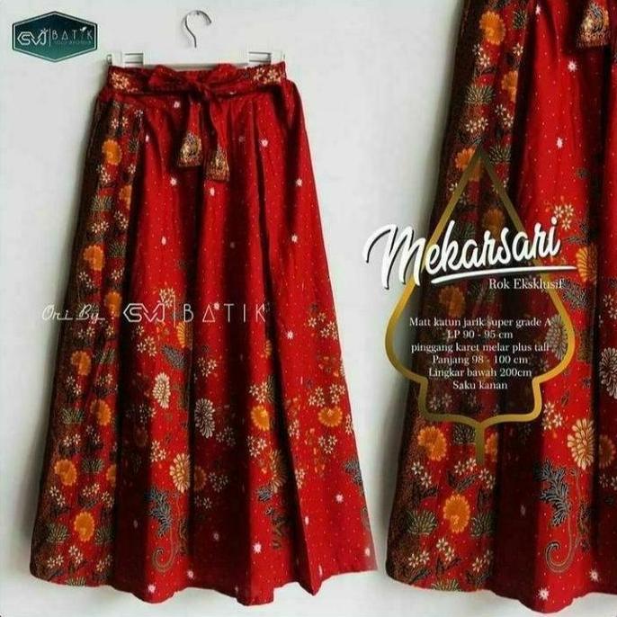 Rok batik unggul jaya merah wanita panjang payung jumbo murah bawahan batik dewasa kondangan kebaya 