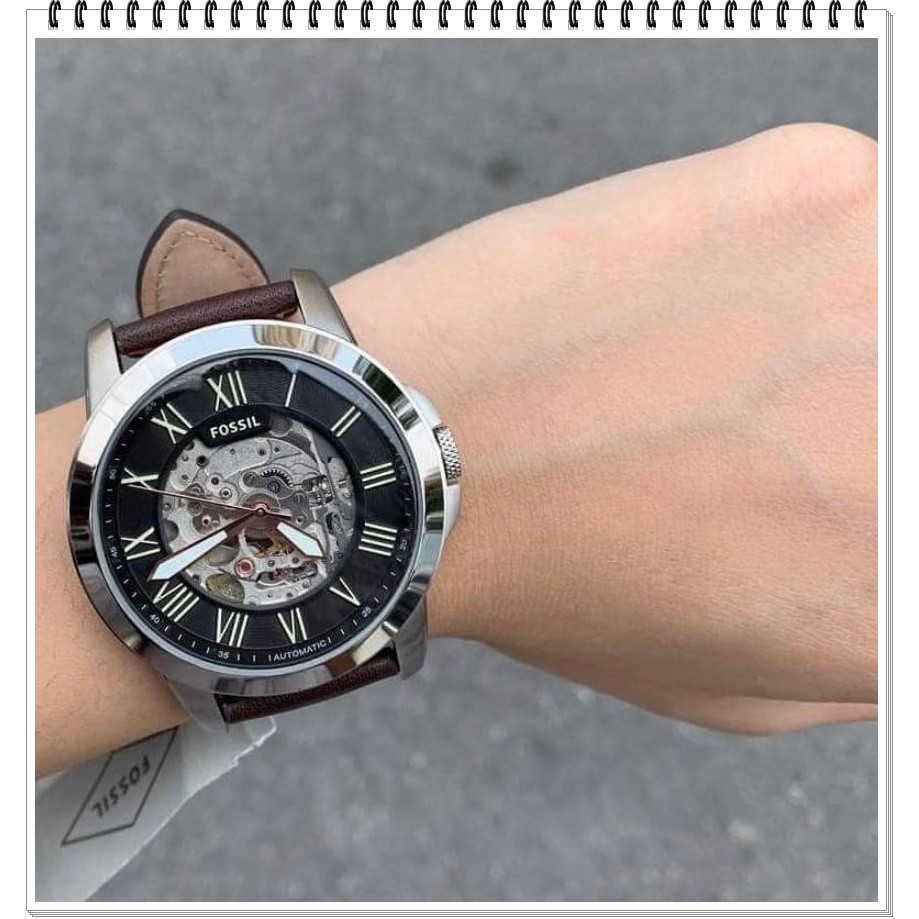 Fossil Grant men's skeleton automatic analog watch ME3095