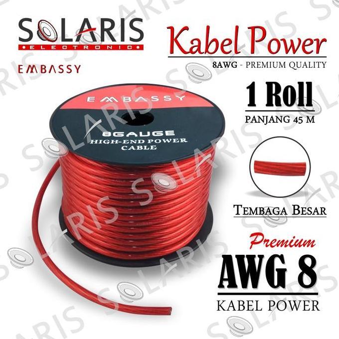 KABEL POWER AWG 8 Untuk Instalasi Audio Mobil 1 ROLL 40 Meter
